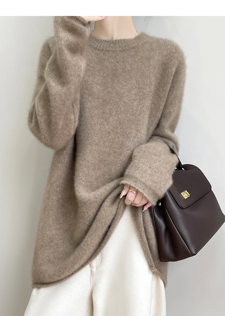 Wool Coat Peacoat - Damen-Kaschmirpullover in Übergröße, Rundhalsausschnitt, verdickt, 100