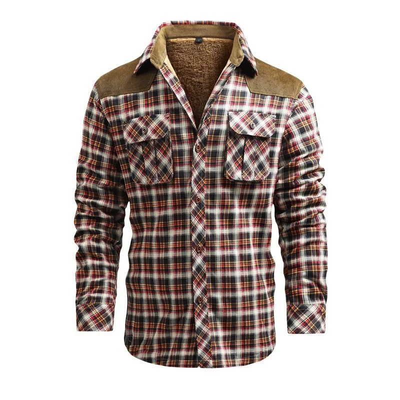 Flannel Shirt Lined - Männer Winter Casual Shirts Jacken Fleece