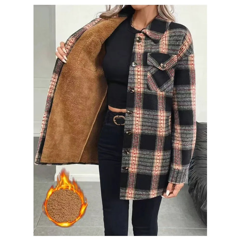 Herbst-Winter-Damenmode, mit S – Flannel Shirt Lined Bewertung und Preis