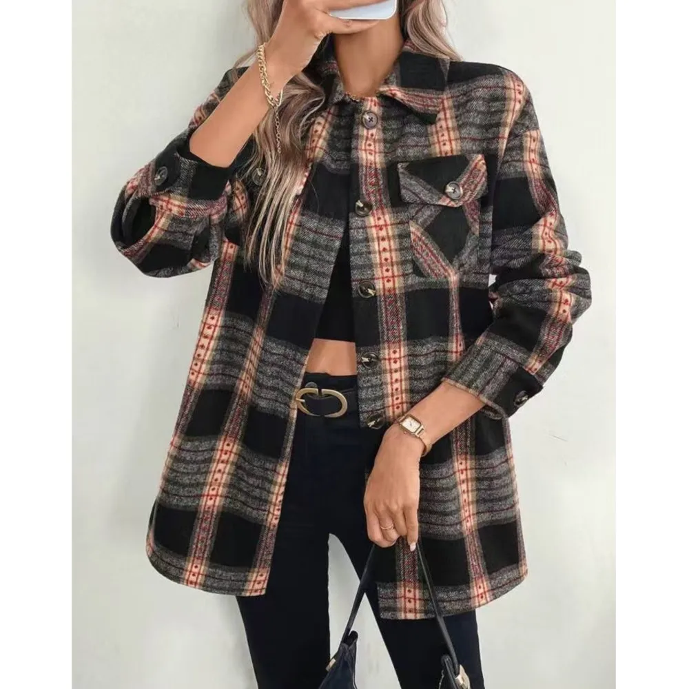Herbst-Winter-Damenmode, mit S – Flannel Shirt Lined Bewertung und Preis
